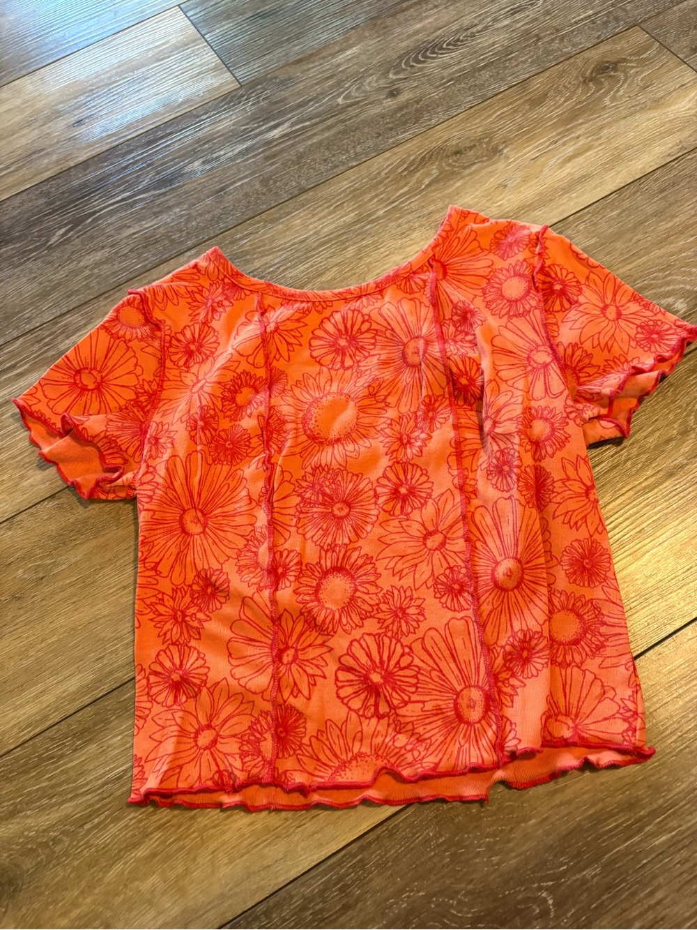 SO Orange Floral Short Sleeve Tee
